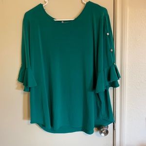 2X Green Envelope Los Angeles Blouse.
